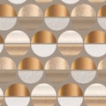 Light golden geometric round seamless pattern