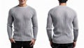 Light Gray Crew Neck Sweater Front and Back Mockup with Minimalist Design Isolated Royalty Free Stock Photo