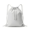 Light gray drawstring bag isolated on white background Royalty Free Stock Photo