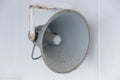 rusted & old Light gray loudspeaker mounted on ship wall Royalty Free Stock Photo