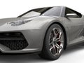 Light gray metallic super sports car - front wheel closeup Royalty Free Stock Photo