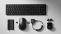 Light gray surface include a full size keyboard and a wireless mouse Royalty Free Stock Photo