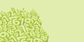 A light green background featuring a tight group of various three dimensional number shapes and copyspace