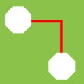 Light green background and two octagons and two red lines