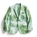 Light Green Blazer With Palm Print - Perfect For Listing Thumbnails