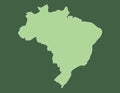 Light green Brazil map with single white line border