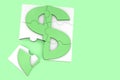 Light green dollar sign is represented in the puzzle`s form. Royalty Free Stock Photo