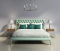 Light green elegant modern bedrooom interior Royalty Free Stock Photo