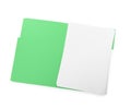 Light green file with blank sheets of paper on white background, top view. Space for design Royalty Free Stock Photo