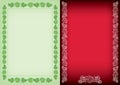 Light green and red backgrounds with frames - decorative vector grapes bunches Royalty Free Stock Photo