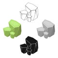 Light green rough gemstone icon in cartoon,black style isolated on white background. Precious minerals and jeweler