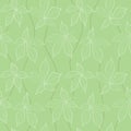 Light green seamless pattern with white contours of leaves - vector background