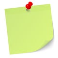 Light Green Sticky Note With Red Pin