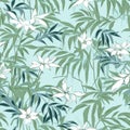 A light green and white bamboo pattern based in vintage prints. Generative AI
