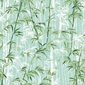 A light green and white bamboo pattern based in vintage prints. Generative AI