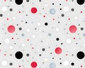 Abstract Composition of Randomly Distributed Circles in Red, Pink, Black, White, and Light Grey Royalty Free Stock Photo