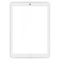 Light grey color Tablet with camera and white empty screen on white background. Tablet front view vector eps10.