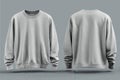 Light Grey Crewneck Sweatshirt Front and Back View Mockup Royalty Free Stock Photo