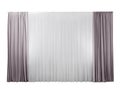 Light grey window curtains isolated on white