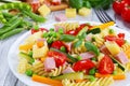Light healthy colorful antipasto salad, close-up