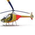 Light Helicopter Closer View On White Background 3D Illustration Isolated