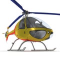 Light Helicopter Closer View On White Background 3D Illustration Isolated