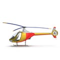 Light Helicopter Side View On White Background 3D Illustration Isolated