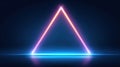 Light Hologram Triangle Frame Creates a Glowing Shape in a Dark Space With an Empty Center and a Futuristic Feeling Royalty Free Stock Photo
