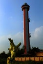 The light house with chopped tree near manora fort. Royalty Free Stock Photo