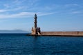 Light house harbor Hania, Crete, Greece Royalty Free Stock Photo