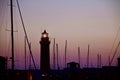 Light house and harbor at twIlight