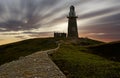 Light house with moving clouds during sunset