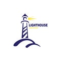 Light house with yellow light logo