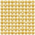 100 light icons set gold Royalty Free Stock Photo