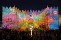 Light installation on Shechem Damascus Gates in Jerusalem Royalty Free Stock Photo