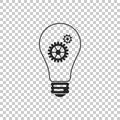 Light lamp icon isolated on transparent background. Bulb with gears and cogs working together symbol. Idea concept Royalty Free Stock Photo