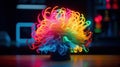 light lamp with multi colored energy flows generative ai Royalty Free Stock Photo