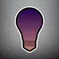 Light lamp sign. Vector. Violet gradient icon with black and whi Royalty Free Stock Photo