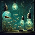 Light Lamps with Underwater Life Royalty Free Stock Photo