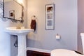 Light lavender small bathroom interior