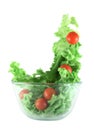 Light lettuce and tomatoes flying salad concept