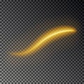 Light line effect, gold vector. Glowing light fire trace. Glitter magic swirl trail effect isolated Royalty Free Stock Photo