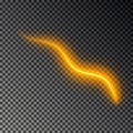 Light line effect, gold vector. Glowing light fire trace. Glitter magic swirl trail effect isolated Royalty Free Stock Photo