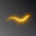 Light line effect, gold vector. Glowing light fire trace. Glitter magic swirl trail effect isolated Royalty Free Stock Photo