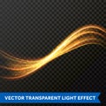 Light line gold swirl effect. Vector glitter light fire flare circle trace Royalty Free Stock Photo