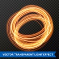 Light line gold swirl effect. Vector glitter circle light fire flare trace Royalty Free Stock Photo