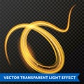 Light line gold swirl effect. Vector glitter circle light fire flare trace Royalty Free Stock Photo