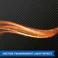 Light line gold swirl effect. Vector glitter light fire flare trace Royalty Free Stock Photo