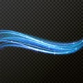 Light line blue neon wave effect. Vector glitter light fire flare trace Royalty Free Stock Photo