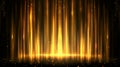 Light lines and sparkles on black background. Modern illustration of yellow rays dancing in darkness, magic gold flare Royalty Free Stock Photo